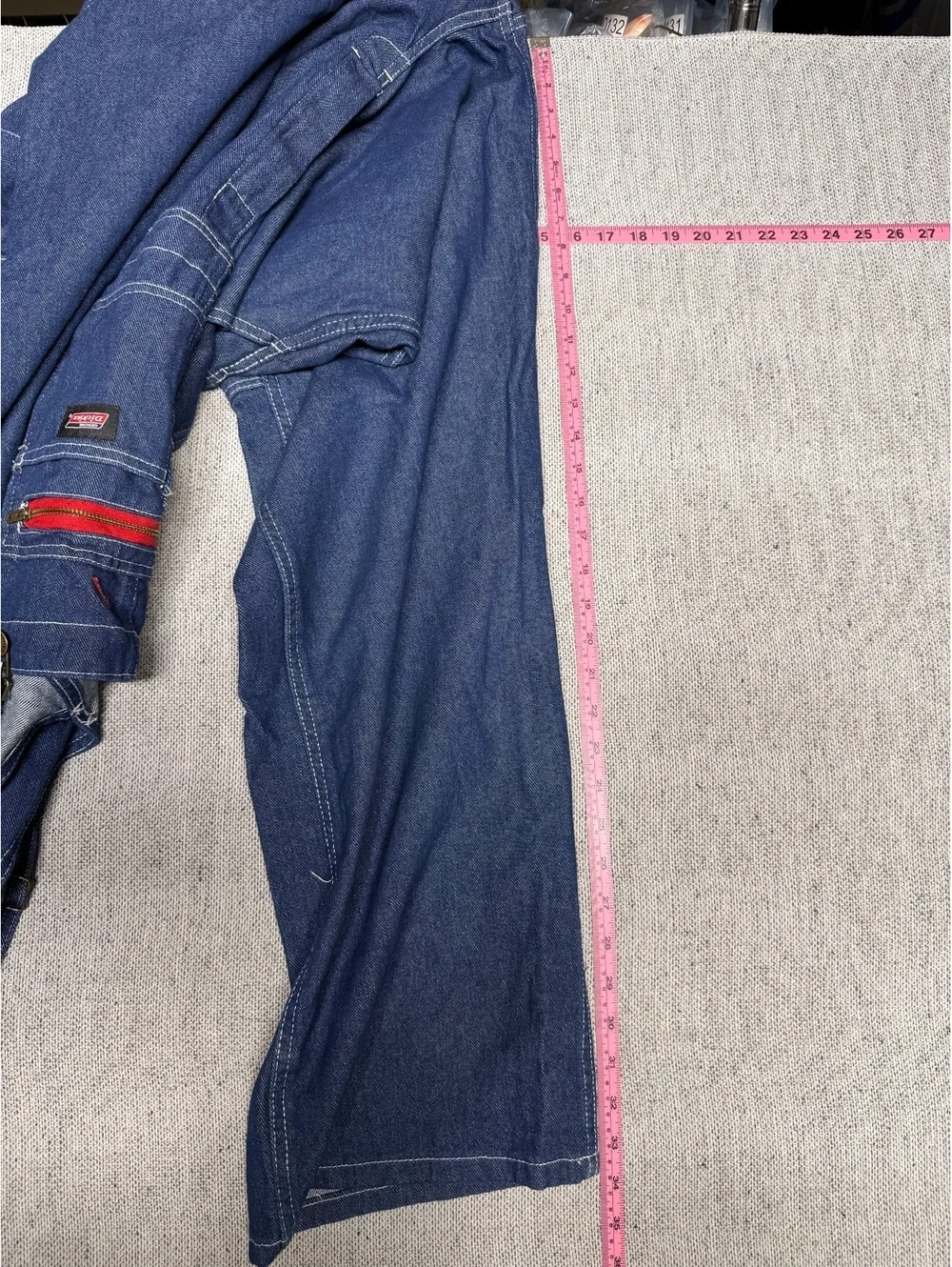 Dickies Genuine Denim Overalls with Front Pockets and Red MR